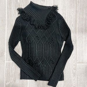 Black sweater with large collar